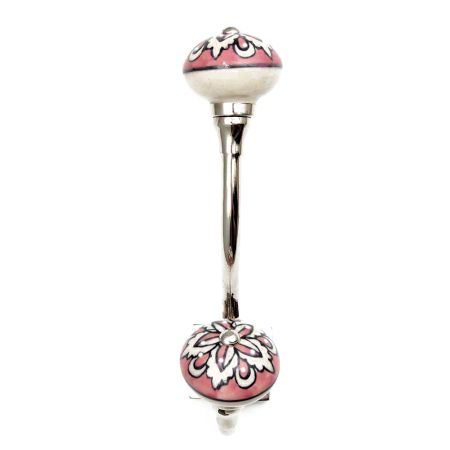 Peach Flower Ceramic Silver Iron Hook
